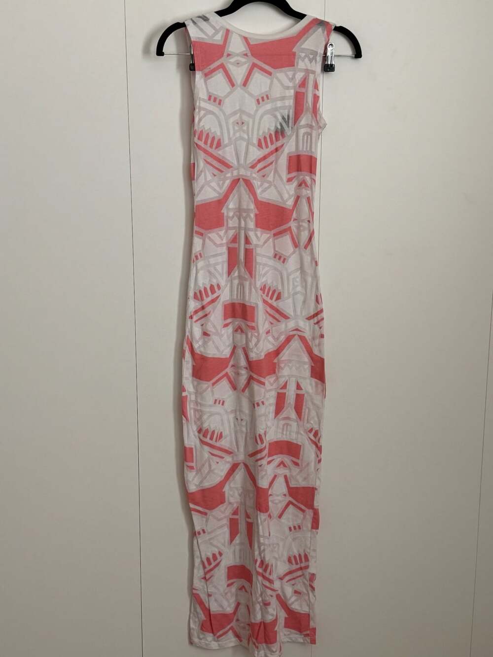 Topshop Pink and White Geometric Print Sleeveless Maxi Dress